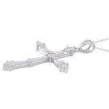 Sterling Silver Cubic Zirconia Cross Pendant and 18" Chain