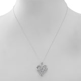 Sterling Silver Love Heart Pendant with Shimmering Cubic Zirconia & 18" Chain