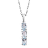Sterling Silver Sky Blue Topaz Ring and Pendant Set with Chain