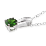 Platinum over Sterling Silver Russian Chrome Diopside Ring, Pendant, Earrings Set with Chain