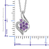 Platinum over Sterling Silver Lab Grown Pink SAPPHIRE Abstract Heart with 20" Chain