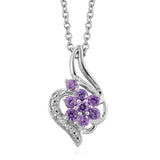 Platinum over Sterling Silver Lab Grown Pink SAPPHIRE Abstract Heart with 20" Chain