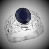 Sterling Silver Hand Crafted Blue SAPPHIRE Open Scroll Work Ring (Only Size 6)