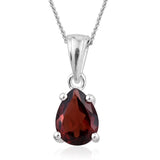 Sterling Silver Mozambique Red Garnet Teardrop/Pear Shape Ring, Pendant, Earrings Set with Chain