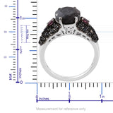 Sterling Silver GRAY SAPPHIRE, GARNET & BLACK SAPPHIRE Ring (size 8)