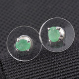 Platinum over Sterling Silver African EMERALD Stud Earrings (0.60 ct.)