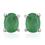 Platinum over Sterling Silver African EMERALD Stud Earrings (0.60 ct.)