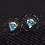 Platinum over Sterling Silver Trillion Madagascar Apatite Stud Earrings (.940ct)