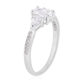 Rhodium over Sterling Silver 3 Stone CZ Cubic Zirconia Ring