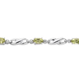 Platinum over Sterling Silver Green Peridot Eternity Symbol Bracelet