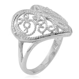 Sterling Silver Braided Openwork Rope Heart Ring (3.1 g)