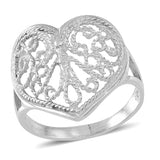 Sterling Silver Braided Openwork Rope Heart Ring (3.1 g)