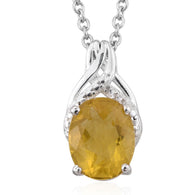 Sterling Silver Canary Yellow Fluorite Pendant with 20" Chain