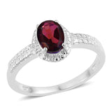 Sterling Silver Halo Red Quartz Solitaire Ring (Size 8 Only)