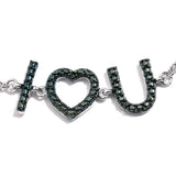 Sterling Silver Blue Diamond Accent "I Love U" Adjustable Bracelet