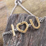 Sterling Silver Yellow Diamond Accent "I Love U" Adjustable Bracelet