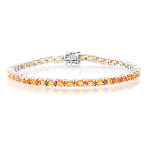 Rhodium over Sterling Silver Oval Yellow SAPPHIRE Tennis Line Bracelet (8")