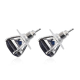 Platinum over Sterling Silver Caribbean Blue Quartz Stud Earrings