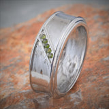 Stainless Steel 5 Stone Russian Chrome Diopside Band Men's Ring