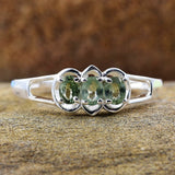 Sterling Silver Green SAPPHIRE Trilogy Ring