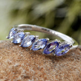 Platinum over Sterling Silver Marquee Cut TANZANITE Ring (Size 5 Only)