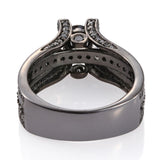 Black Rhodium Sterling Silver BLACK DIAMOND Bridge Ring (Size 10)