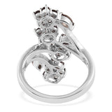 Platinum Sterling Silver COLOR CHANGE GARNET Elongated Floral Ring