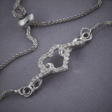 Sterling Silver White Diamond Eternity & Heart Adjustable Bracelet
