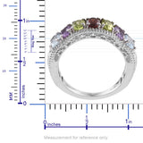 Platinum Bonded Brass MULTI GEMSTONE Ring With Leaf Details (Size 5 Only)