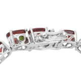 Platinum Sterling Silver 24.64cts. Mozambique Garnet Tennis Bracelet (8.00 in)