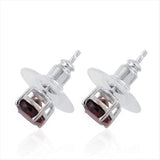 Platinum over Sterling Silver Mozambique Red Garnet Stud Earrings