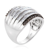 Platinum Over Sterling 2ct. White Baguette & Round Champagne DIAMOND Luxury Ring