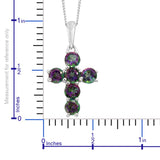 Platinum over Sterling Silver Mystic Topaz Cross Pendant and 20" Chain