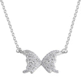 Sterling Silver 16"-17" Butterfly Shimmering Cubic Zirconia Necklace