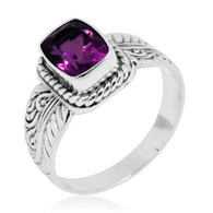 Sterling Silver Orchid Purple Colored Quartz Ring (Hand Made in Bali)