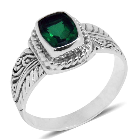 Sterling Silver Green Quartz Ring (Hand Crafted in Bali)