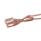 14K RG Sterling Silver Morganite & Zircon Set of Earrings, Pendant, Chain and Ring (size 7)