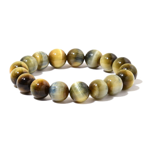 Stretchable 13mm Tigers Eye Bead Bracelet from South Africa 211 cts
