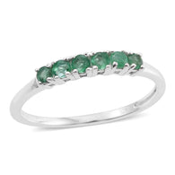 Sterling Silver 6 Stone African Zambian EMERALD Stackable Ring (Size 9 Only)