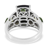 Sterling Silver Thai Black Spinel & Russian Chrome Diopside Ring (Size 8 Only)