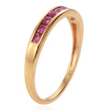 14K YG Sterling Silver Channel Set RUBY Stackable Band Ring (.800 cts)