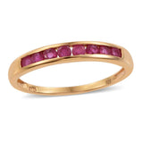 14K YG Sterling Silver Channel Set RUBY Stackable Band Ring (.800 cts)