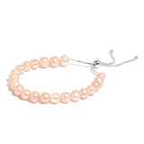 Sterling Silver Freshwater Peach Pearl Adjustable Sliding Bolo Bracelet 60 cts.
