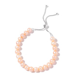 Sterling Silver Freshwater Peach Pearl Adjustable Sliding Bolo Bracelet 60 cts.