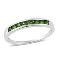 Sterling Silver Channel Set Russian CHROME DIOPSIDE Stackable Band Ring