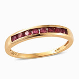 14K YG over Sterling Silver Channel Set RUBY Stackable Band Ring (.760 cts)