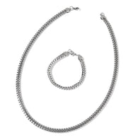 Natural Stainless Steel Fancy Link Necklace and Bracelet Set Unisex