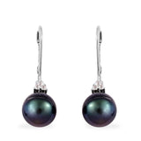 Sterling Silver 10mm Tahitian Pearl Lever Back Earrings & Pendant with 18" Chain Set
