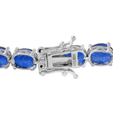 Platinum over Sterling Silver Brazilian Blue Quartz Line Bracelet