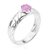 Sterling Silver Pink Sapphire Open Work Ring (Size 8 only)(0.75 cts.)